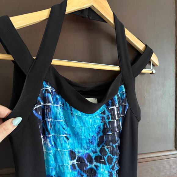 JOSEPH RIBKOFF | Ruffled Tie Dye Halter Neck Cocktail Dress Party Dress | Size 2 - Picture 5 of 6